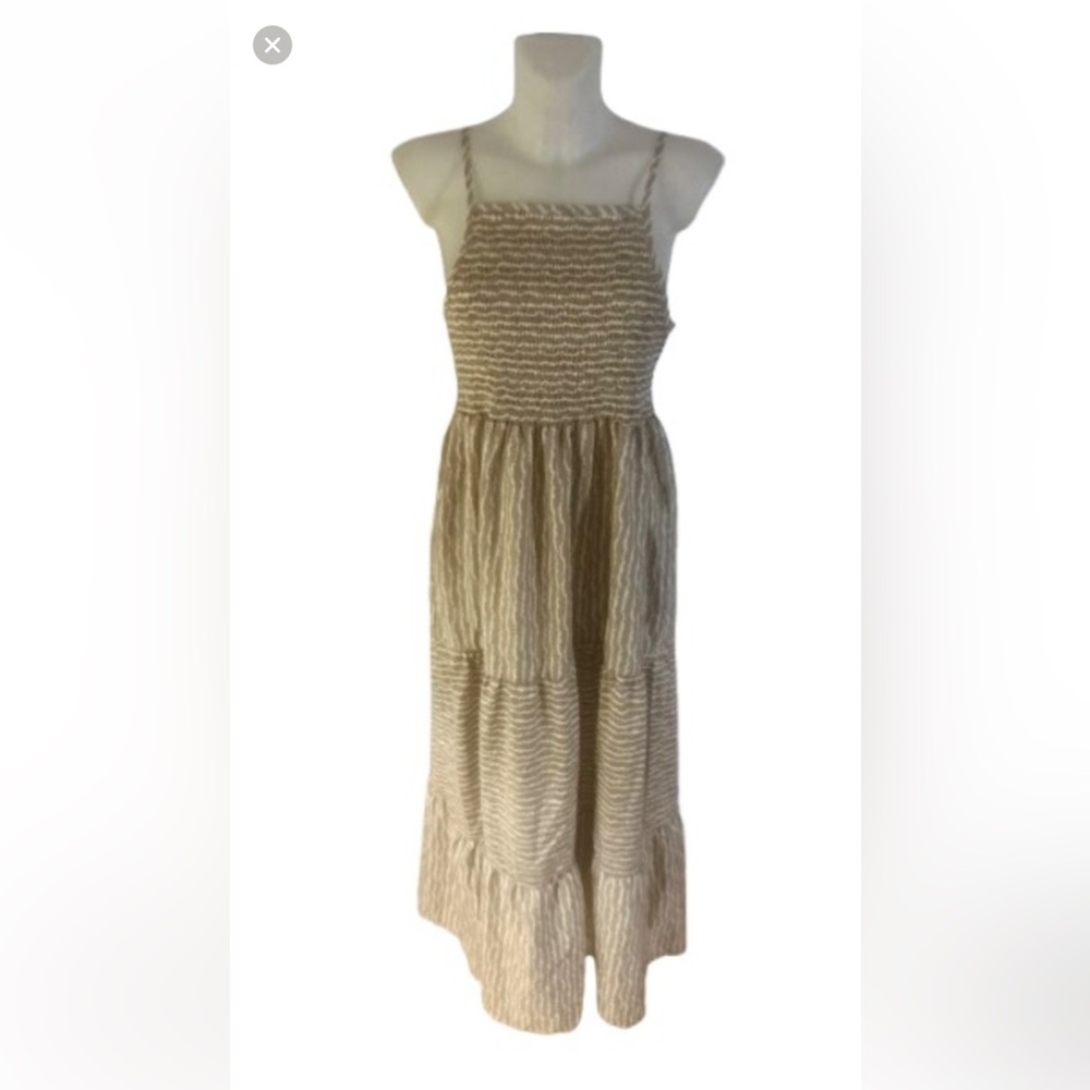 Mexx Beige and White Striped Maxi Dress